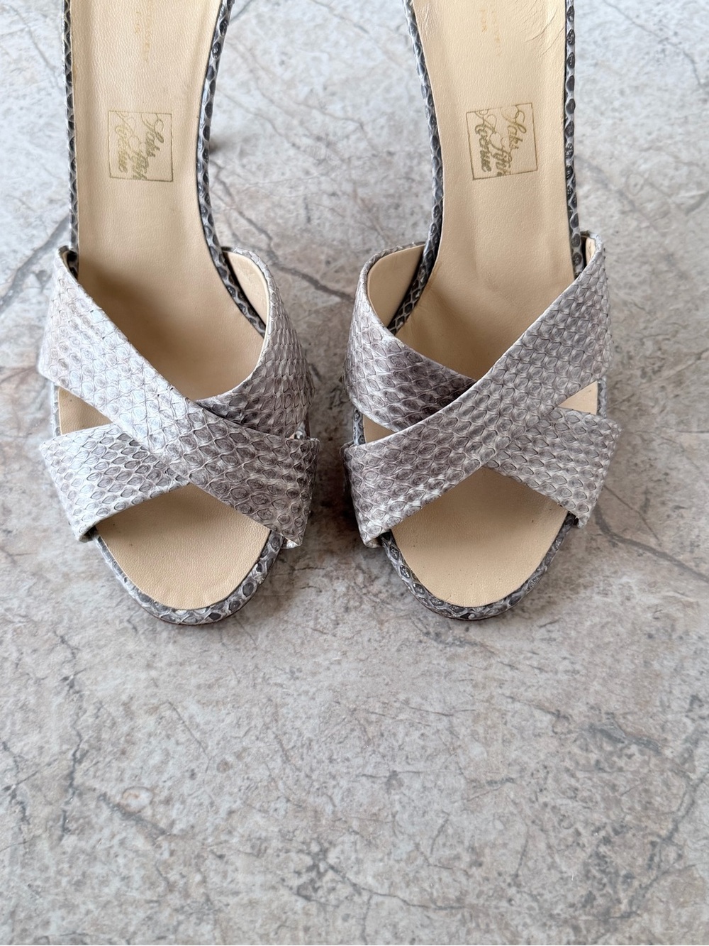 Giuseppe Zanotti Silver Metallic Python Crossover Stiletto Mules - Picture 3 of 11